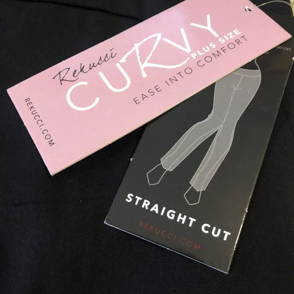 NWT Rekucci Curvy Woman Plus Pants Size W22 360 Degree Stretch Cotton Black - Picture 2 of 8